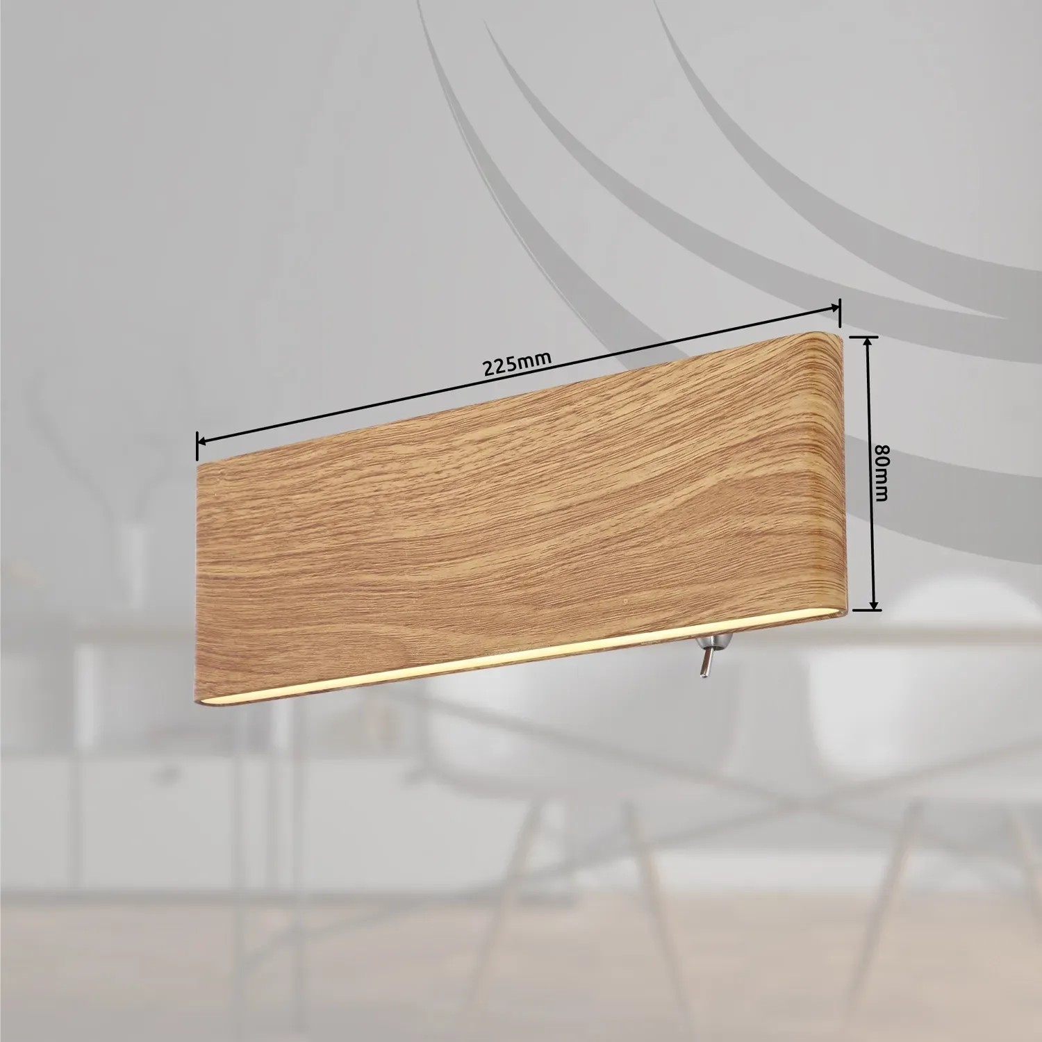 Globo LED-Wandleuchte Siegfried in Holzoptik, 22,5x8cm, für stimmungsvolle Beleuchtung.