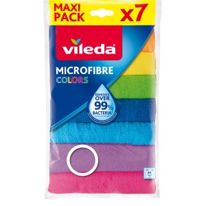 Vileda Allzwecktücher Microfibre, 7er-Pack, mehrfarbig. Reinigungstücher aus Mikrofaser im Maxi-Pack.