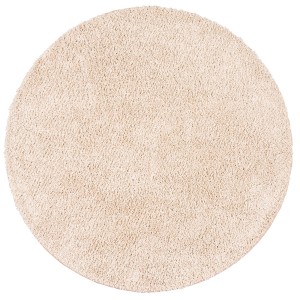 Runder, beiger Hochflor Teppich Milano, 200x200cm. Weicher Langflor Teppich.