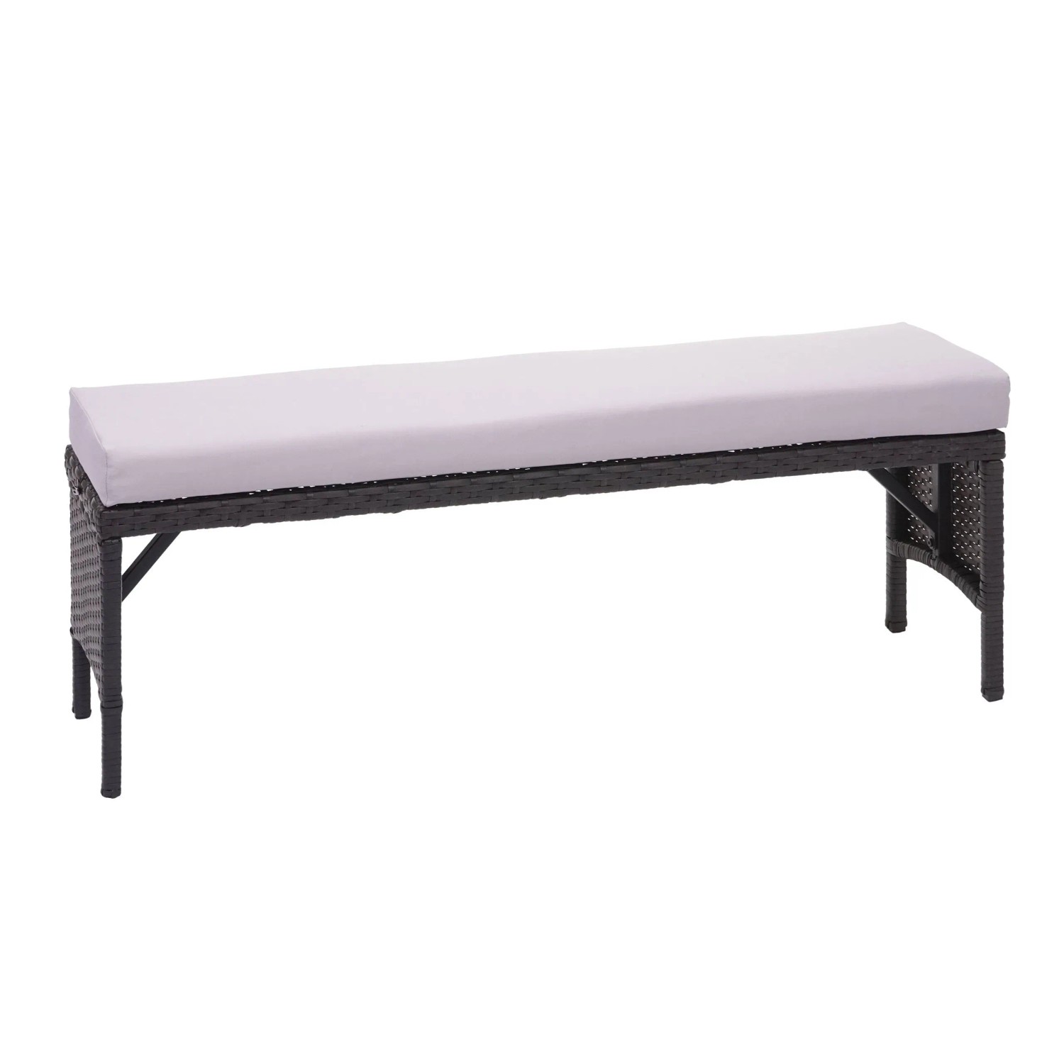 MCW Poly-Rattan Sitzbank G16 Schwarz Kissen Hellgrau