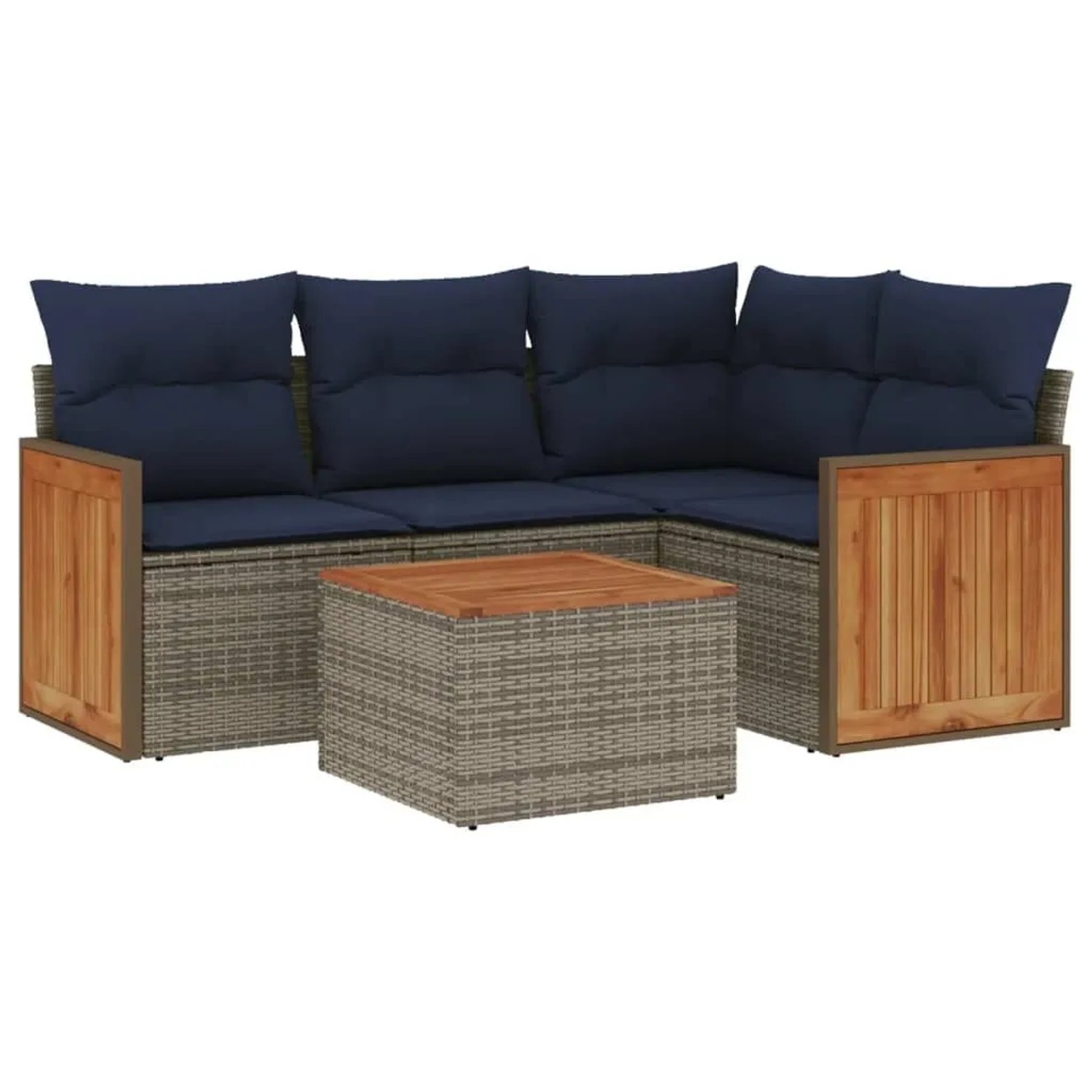 vidaXL 5-Tlg Gartensofa-Set mit Kissen Grau Polyrattan 3227622 günstig online kaufen