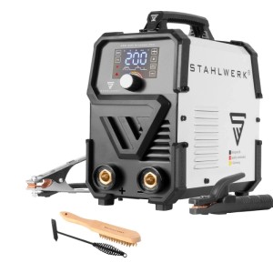 STAHLWERK ARC 200 Synergic Pro Schweißgerät mit Zubehör für MMA Lift TIG Schweißen.