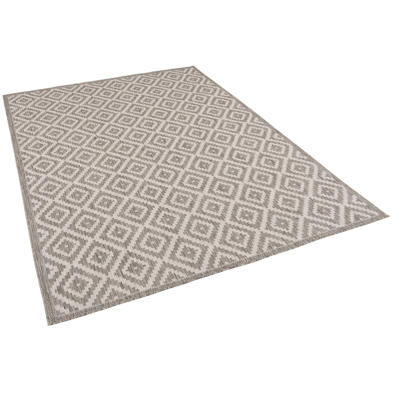 Pergamon In & Outdoor Teppich Flachgewebe Natur Valencia Fliesenoptik Grau günstig online kaufen