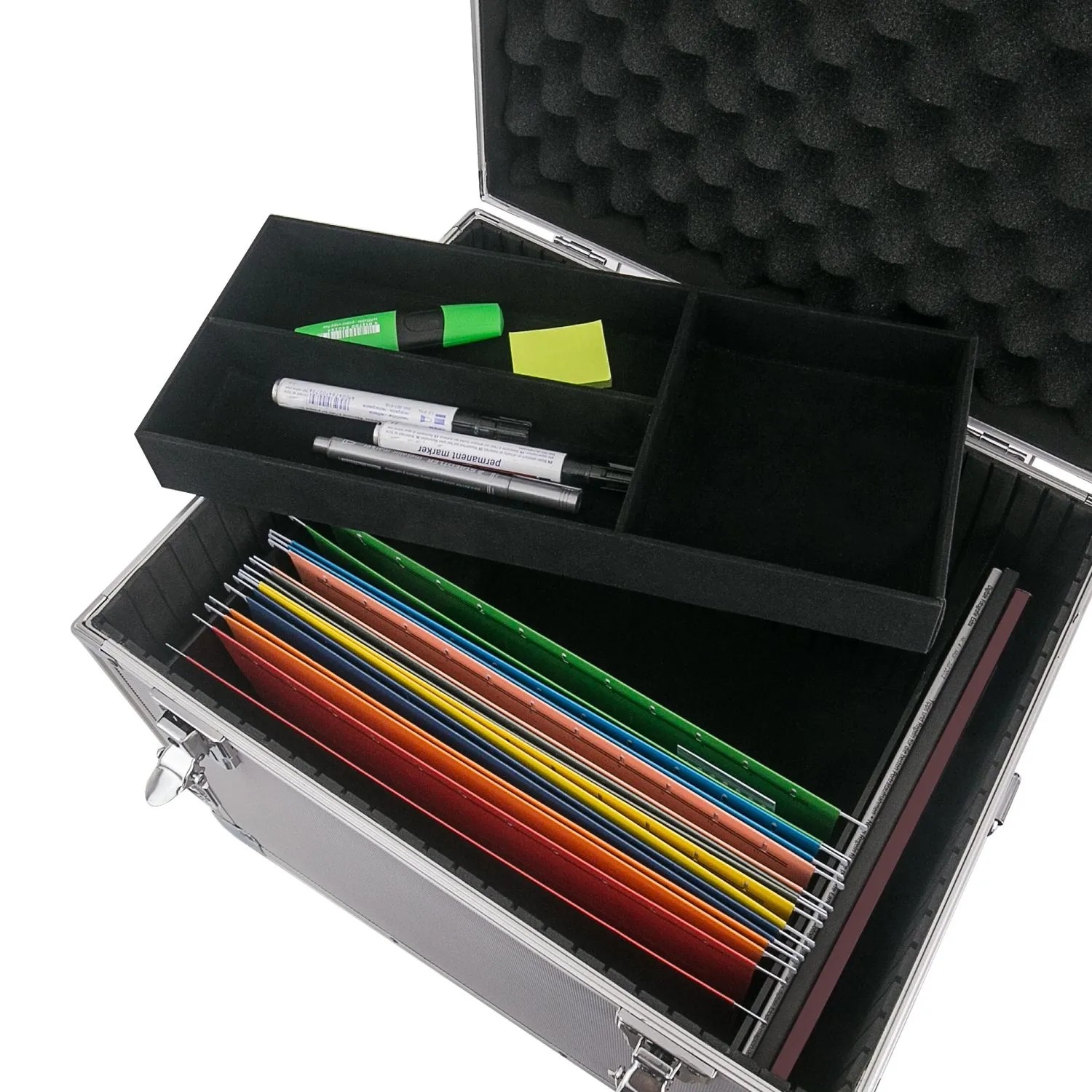 HMF 14812-02 Hängeregister Box Alukoffer DIN A4 Hängemappen 41 x 33 x 36 cm_5