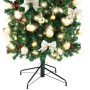 Tectake LED-Lichterkette, warmweiß, mit Schleifen und Kugeln an einem Weihnachtsbaum.