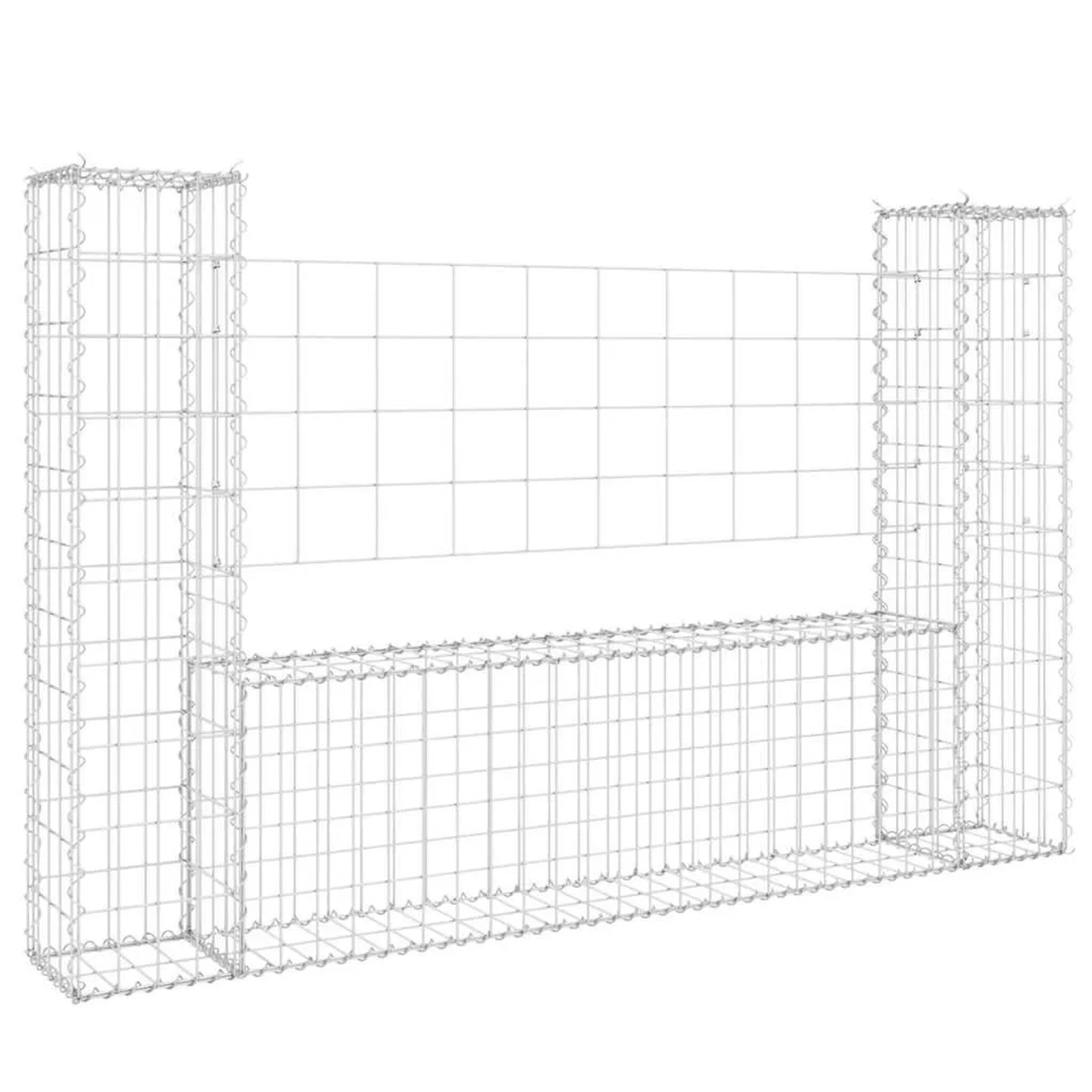 vidaXL Gabionenkorb U-Form mit 2 Säulen Eisen 140x20x100 cm 151275 günstig online kaufen