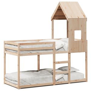 vidaXL Etagenbett aus Kiefernholz mit Hausdach, 90x200 cm, für Kinderzimmer.