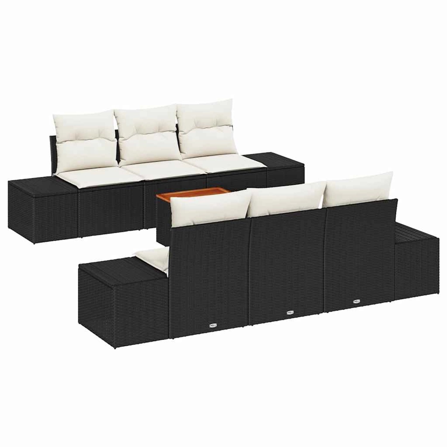 vidaXL 7-Teiliges Garten-Sofa-Set mit Kissen in Schwarz 3347901 günstig online kaufen