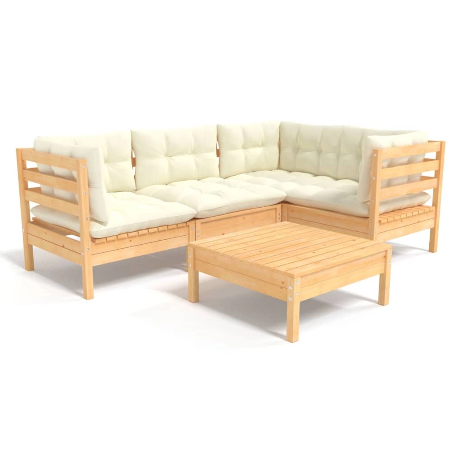 vidaXL 5-tlg Garten-Lounge-Set mit Creme Kissen Kiefernholz Modell 15