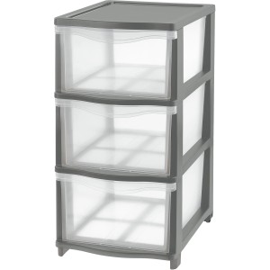 Tontarelli Schubladenbox Cover Line, anthrazit, mit 3 transparenten Schubladen. Ideal zur Aufbewahrung.