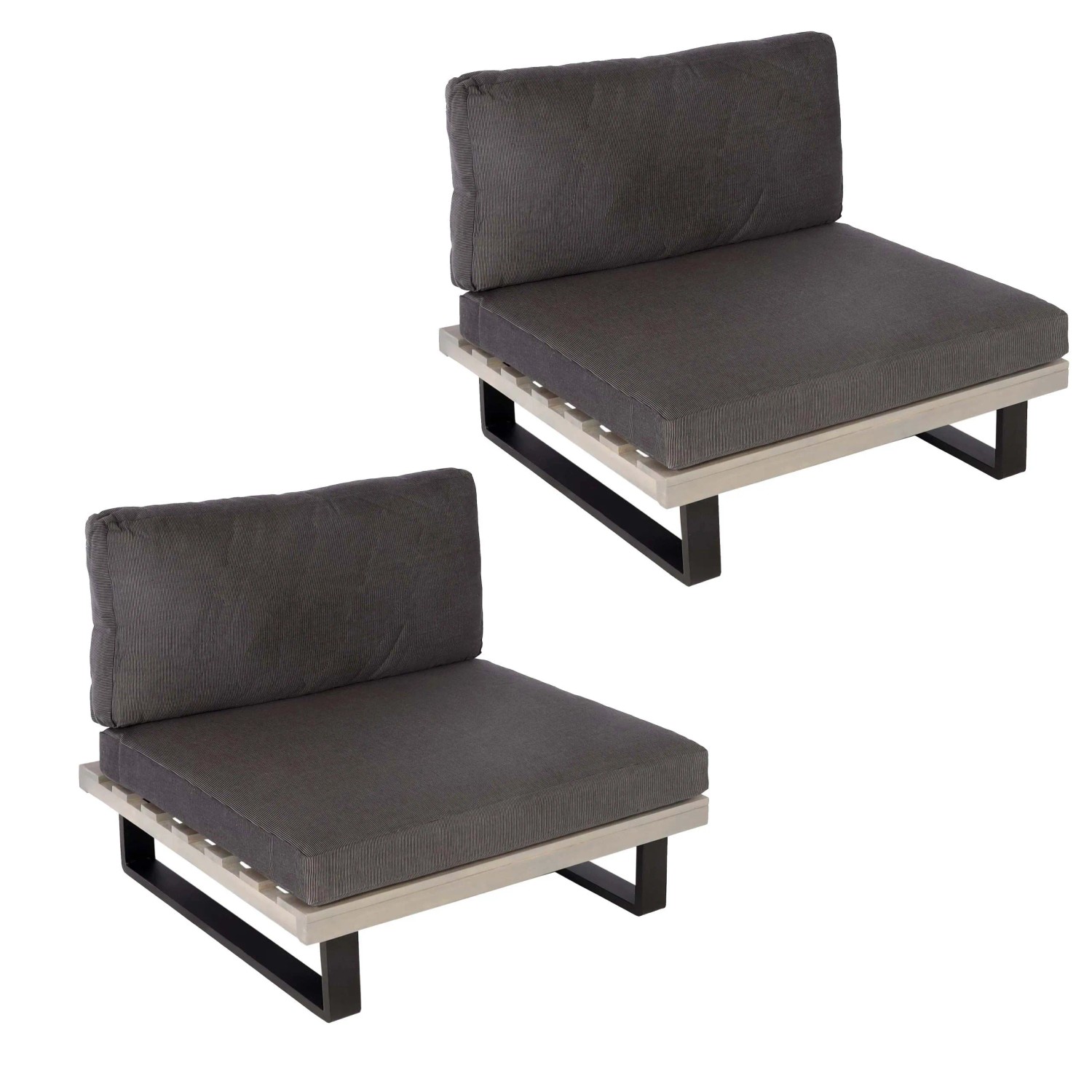 MCW Lounge-Sessel H54 2er-Set Grau Polster Dunkelgrau günstig online kaufen