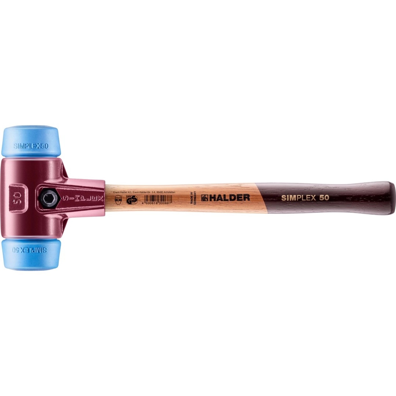 Halder Simplex Schonhammer Ø 50 mm TPE-soft Blau mit Tempergussgehäuse günstig online kaufen