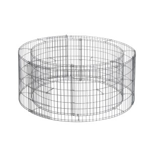 Leeres, rundes Bellissa Gabionen-Hochbeet, 40 cm hoch, Ø 92 cm, aus verzinktem Metallgitter.