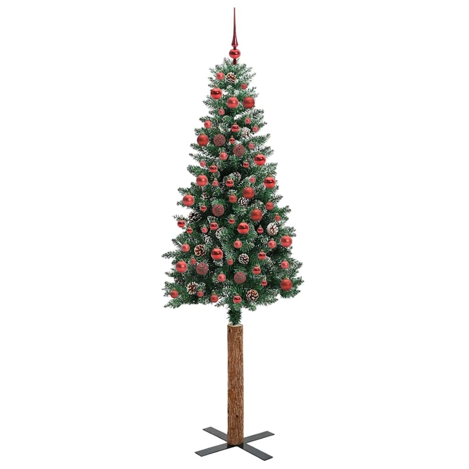vidaXL Schlanker Weihnachtsbaum mit 300 LEDs Grün und Weiß 180 cm 3394899