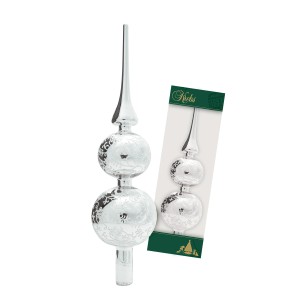 Krebs Glas Lauscha Baumspitze Rankendekor Glanz Silberfarbig 33cm