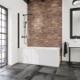 Schulte Badewannenaufsatz, 1-teilig, 140x80 cm, Mattschwarz, im Badezimmer mit Dusche.