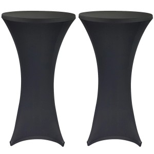 2er-Set schwarze NYVI Stehtischhussen, passend für Tische 60-65x110-120 cm.