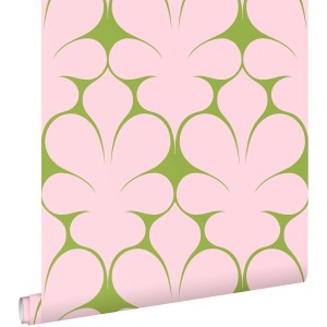ESTAhome Tapete Retro-Ornamente Rosa und Grün 50 x 900 cm