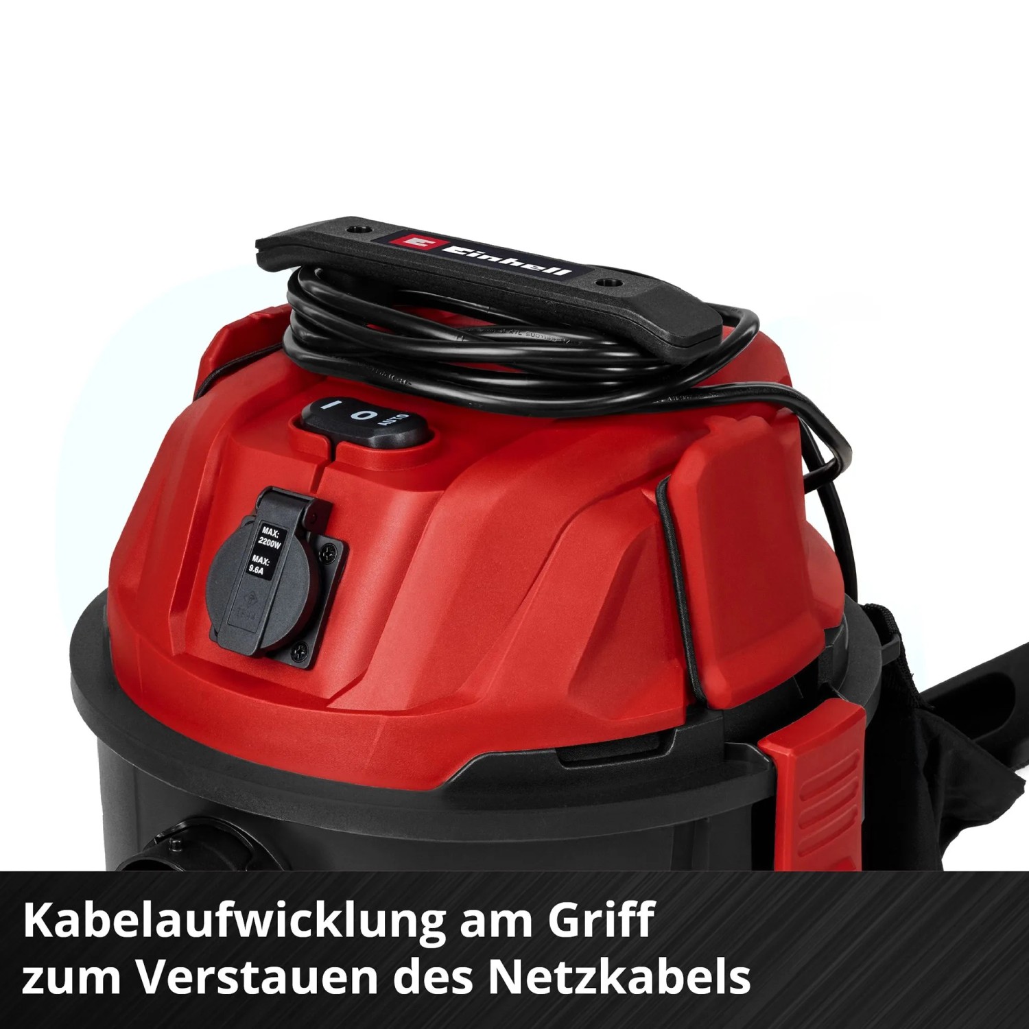 Einhell Nass-Trockensauger TC-VC 2555 A: Detailaufnahme der Kabelaufwicklung am Griff.