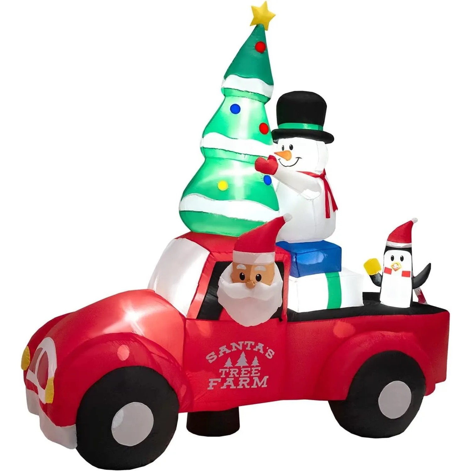 Costway Aufblasbarer Weihnachtsmann Fährt EIN Auto LED