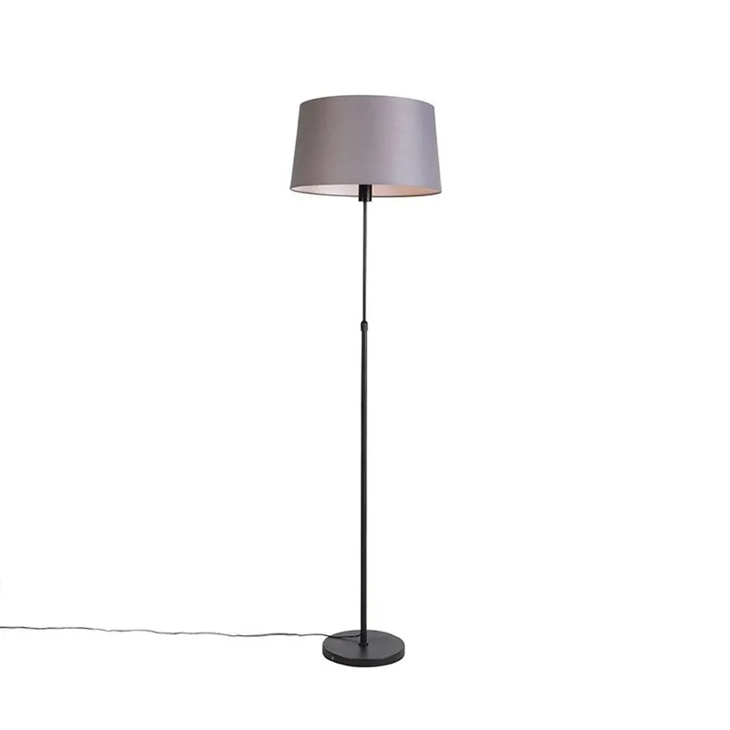 QAZQA Stehlampe Schwarz mit DunkelGrauem Leinenschirm 45 cm Parte