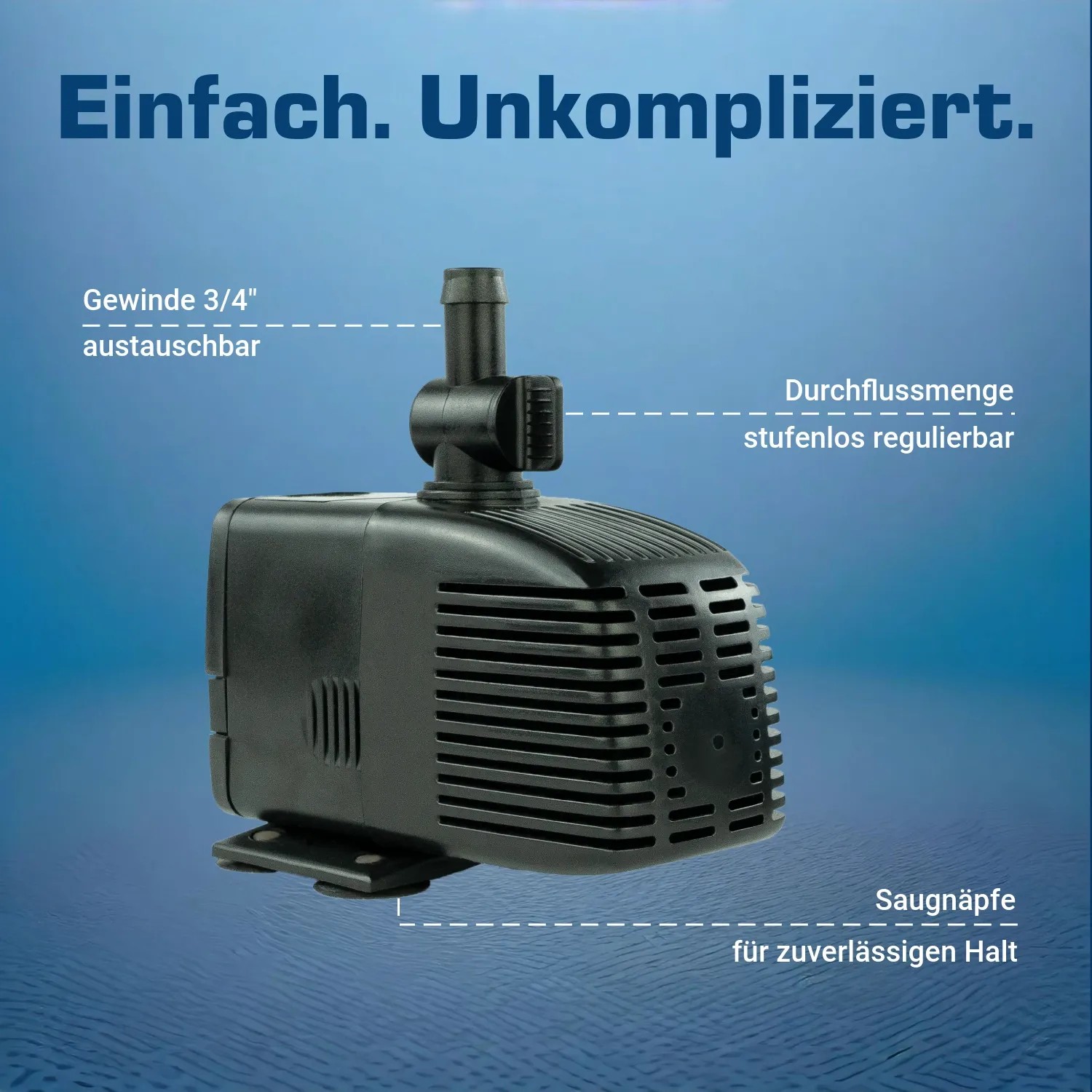 Kerry Electronics Teichpumpe, 1000 l/h, 17W. Leise Aquariumpumpe für Teich, Aquarium & Springbrunnen.