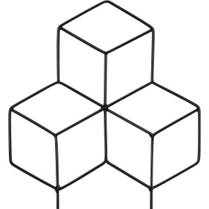 Schwarzer Pflanzstab Form 4 aus Metall, geometrisches Design, 20x1x35 cm, Zubehör für Pflanztöpfe.