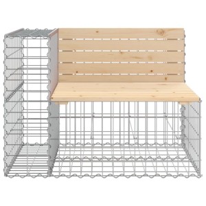 DELUKE Gartenbank Gabionen INO Aus Stahl 92x71x65,5cm Kiefernholz Natur Gabionenbank Gartenbank Gabionengitter Ziergabione