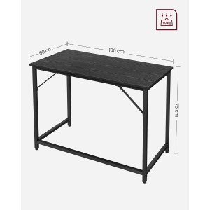 Vasagle Computertisch im Industrie-Design, 50x100x75 cm, schwarz. Schreibtisch für Home-Office und Gaming.