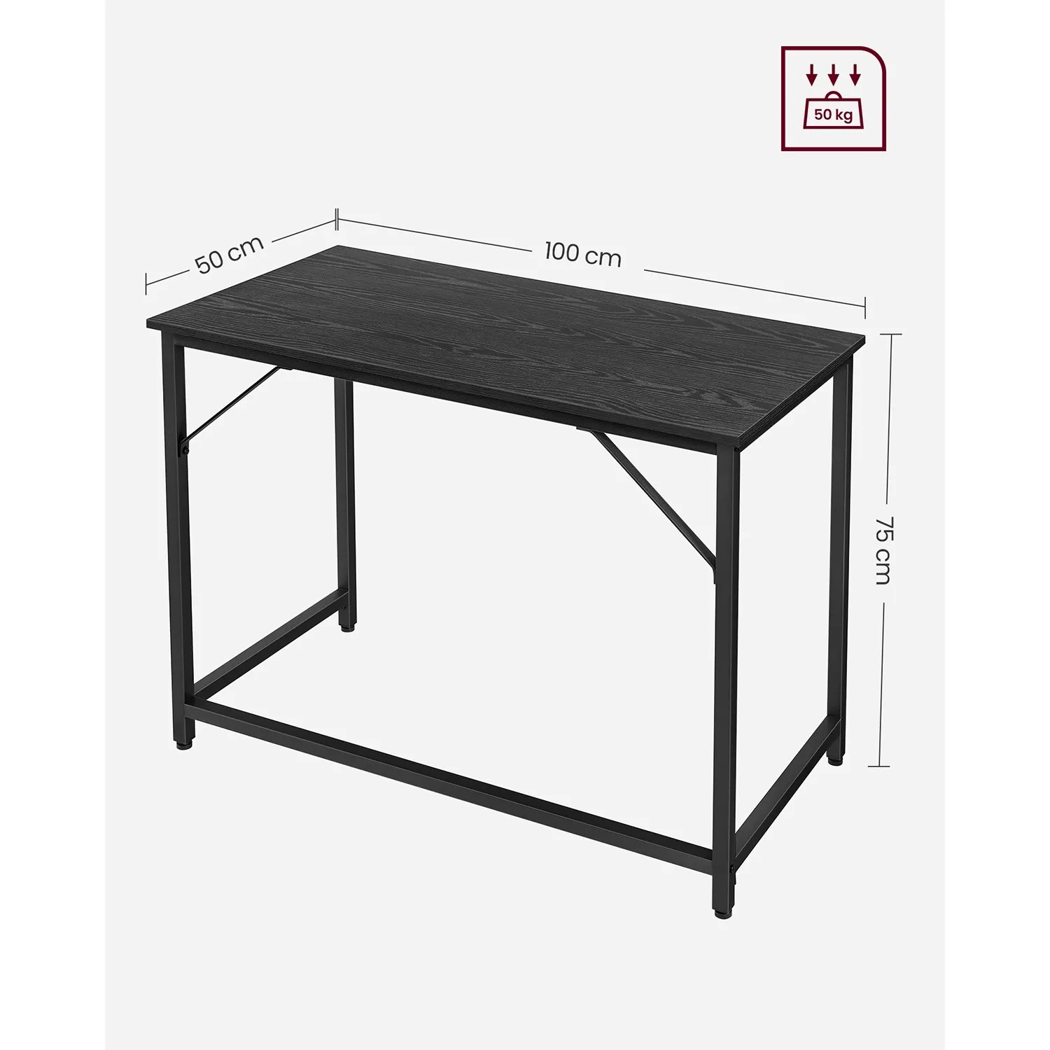 Vasagle Computertisch im Industrie-Design, 50x100x75 cm, schwarz. Schreibtisch für Home-Office und Gaming.