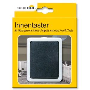 Schellenberg Innentaster Aufputz für Garagentorantriebe, schwarze Taste.