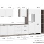 Küchenzeile Kempten 420 cm, weiß/Wotan Dekor, mit E-Geräten. Einbauküche mit Spüle, Herd, Backofen, Geschirrspüler und Kühl-/Gefrierkombi.