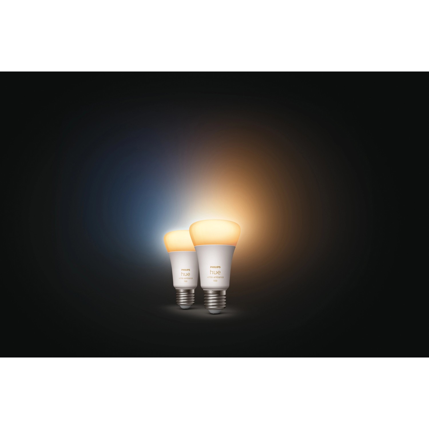 2er-Pack Philips Hue E27 LED-Lampen mit warmweißem und kaltweißem Licht.
