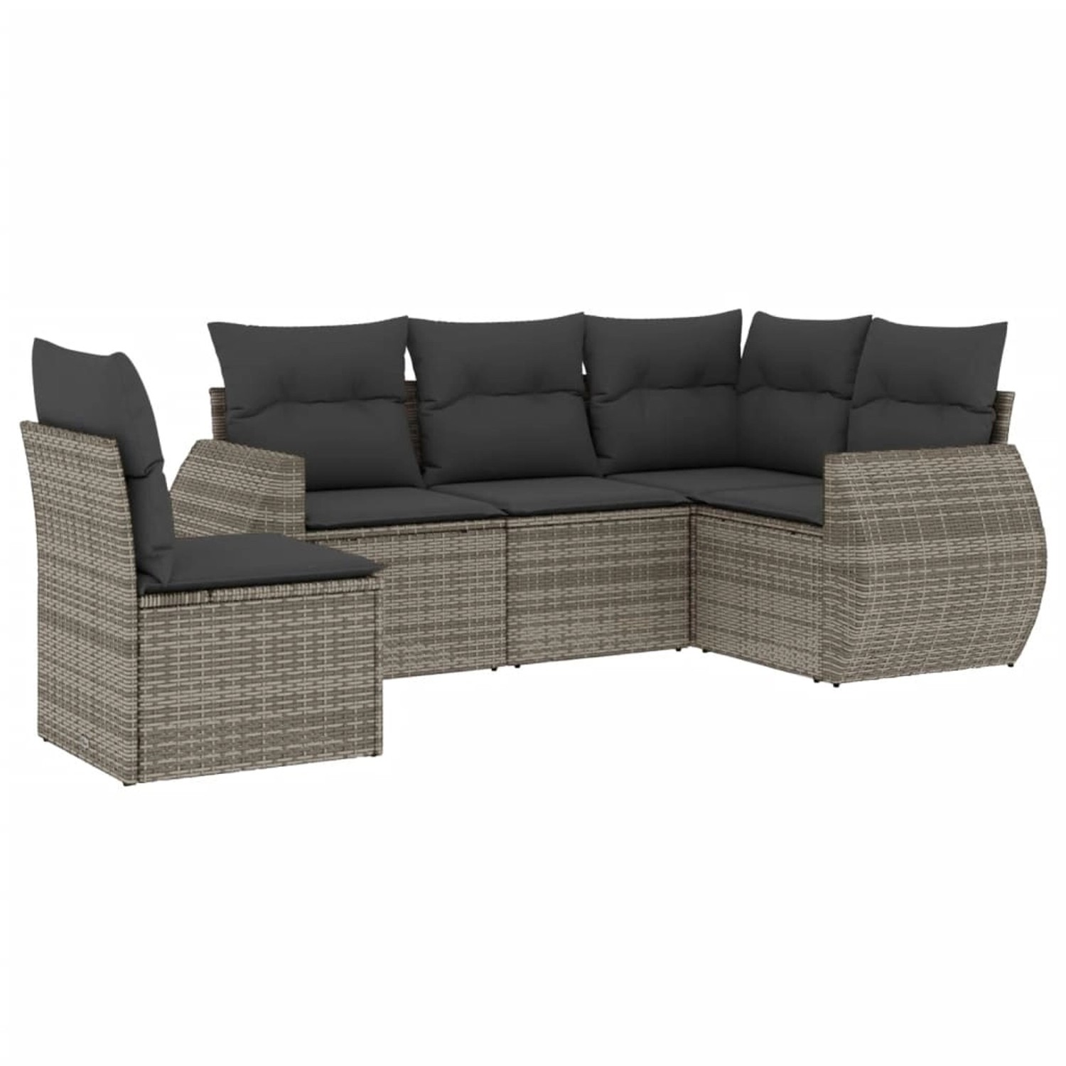 vidaXL 5-Tlg Garten-Sofagarnitur mit Kissen Grau Poly Rattan 3253707 günstig online kaufen