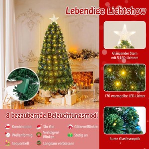 Costway Künstlicher Weihnachtsbaum mit Led Beleuchtetem Stern 150 cm