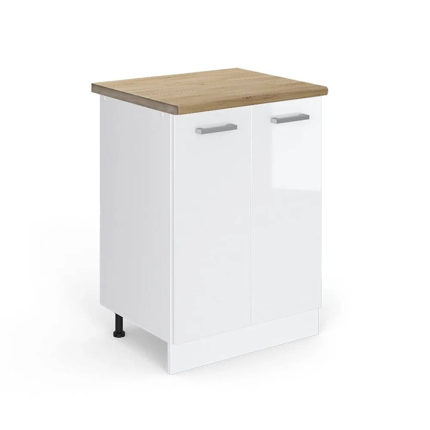 Vicco Küchenunterschrank R-Line Küchenkommode Weiß Hochglanz Weiß 60 cm AP Eiche