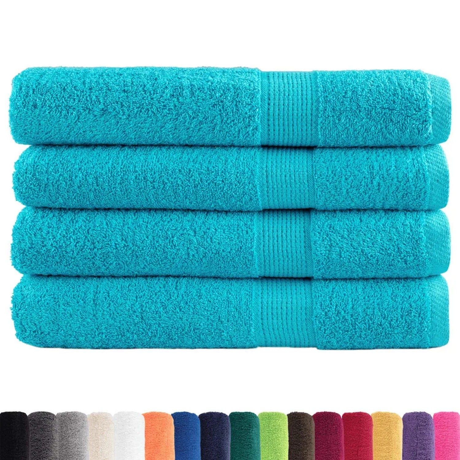 Towel Bazaar Türkische Handtücher – Superweich & Saugstark – 4-teiliges Set In Aquablau, 100% Baumwolle