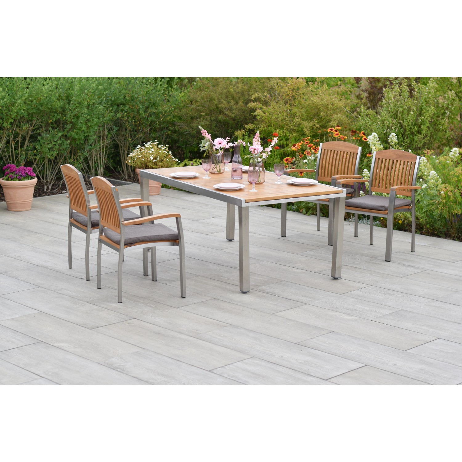 Merxx Keros Set 9-tlg. mit Gartentisch Ausziehbar 180/240 x 100 cm inkl. Ki günstig online kaufen