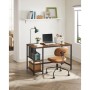 Vasagle Schreibtisch in Braun-Schwarz mit 2 Ablagen und Stahlrahmen. Ideal fürs Home-Office.
