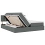 vidaXL Bett mit LED-Lichtleisten Dunkelgrau 200 x 200 cm Stoff 3371592_9