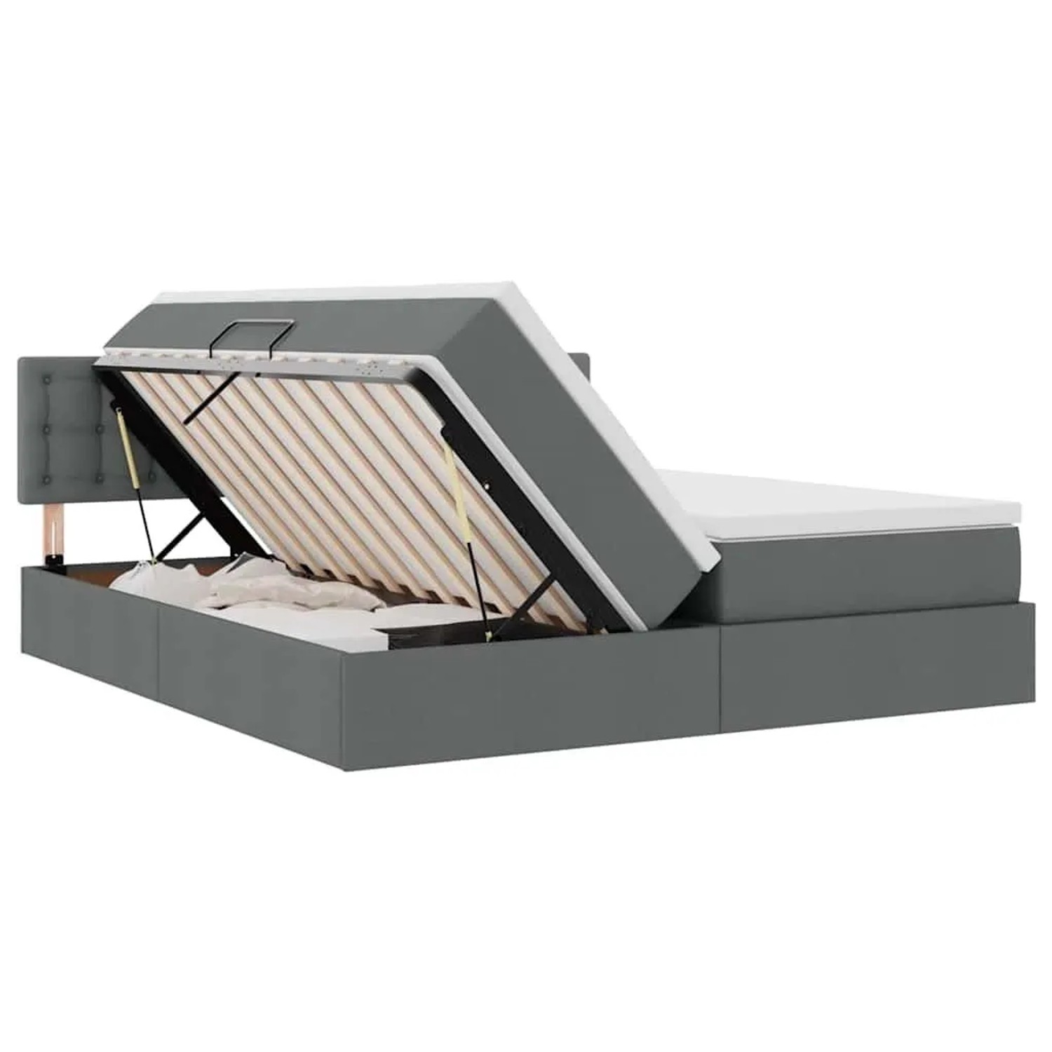 vidaXL Bett mit LED-Lichtleisten Dunkelgrau 200 x 200 cm Stoff 3371592_9