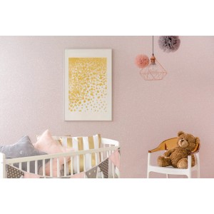 Rosa Wand mit Glitzerfarbe (Rust-Oleum Subtle Shimmer), Kinderzimmer-Szene.