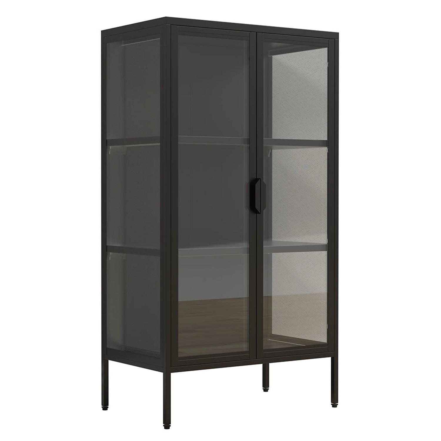 ebuy24 FlokaM Vitrinenschrank 2 Türen Schwarz