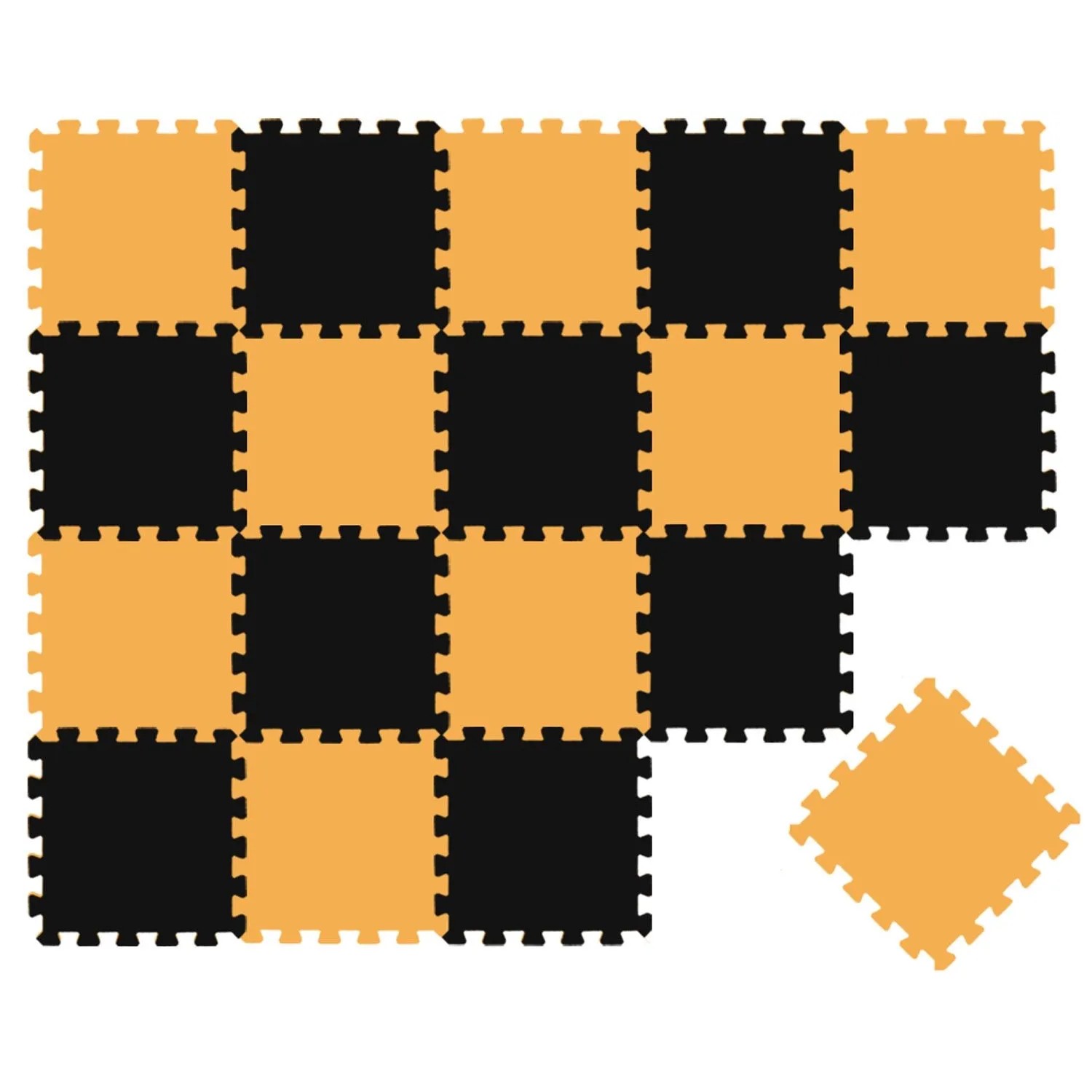 LittleTom Baby & Kinder Puzzlematte 30 x 30 cm 18 Stück Schwarz & Gelb