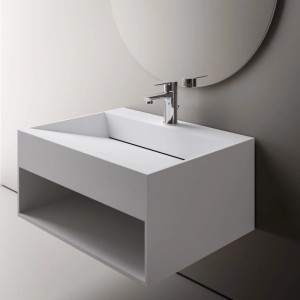 Bernstein Wandwaschbecken TWG71 60cm Mineralguss Weiß Matt mit Ablagefach