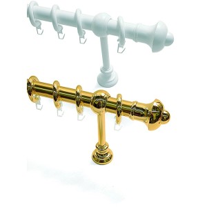 Gardinia Gardinenstangen-Set Bifo, Ø 28 mm, in Weiß und Gold. Komplett mit Ringen, Trägern und Endstücken.