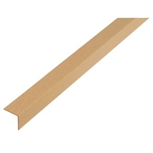 Gleichschenkliges Winkelprofil aus Kunststoff in Buche, 20x20x1000 mm, ideal für Befestigungen.