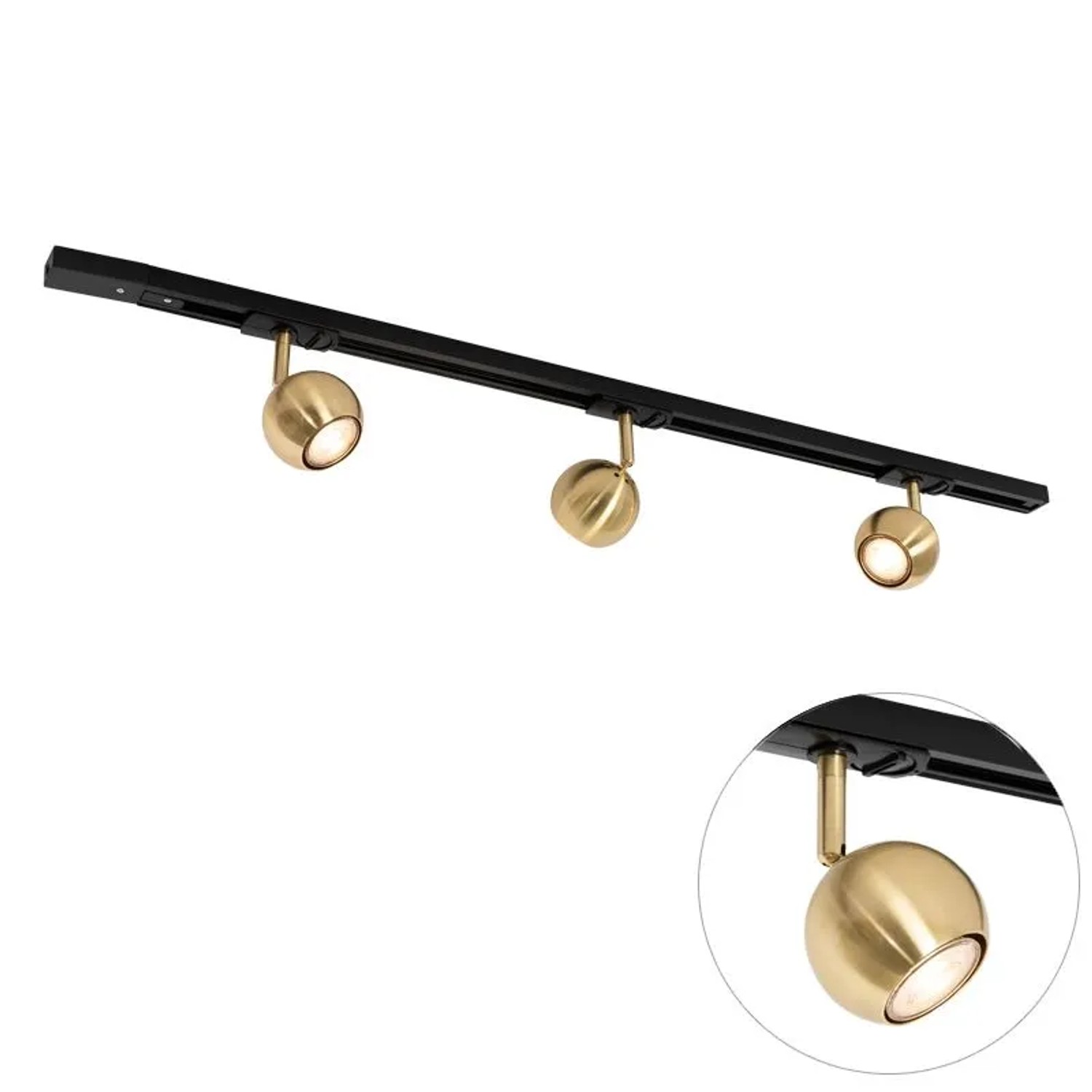 QAZQA Modernes Schienensystem mit 3 Strahlern Gold 1 Phasig Iconic Gissi