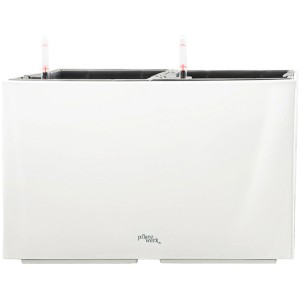 Pflanzwerk® Pflanzkübel Tub, 32x56x28 cm, Shiny Weiß, mit Wasserstandsanzeige für Innen- und Außenbereich.