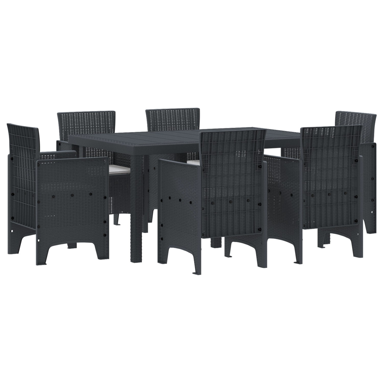 vidaXL 7-Teiliges Garten-Essbereich mit Kissen Anthrazit Poly-Rattan 337855 günstig online kaufen
